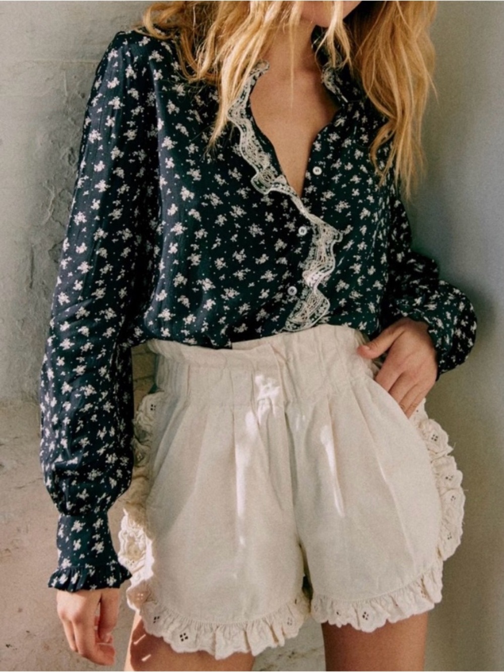 SEZANE x SEA NY Chlo floral button down blouse limited edition